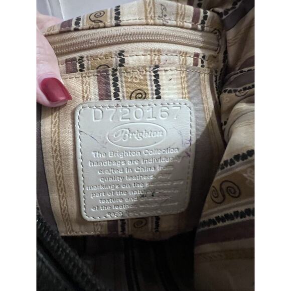 Brighton Barbados Zip Top Hobo Purse Black Pebble Leather Shoulder Bag - Picture 13 of 13